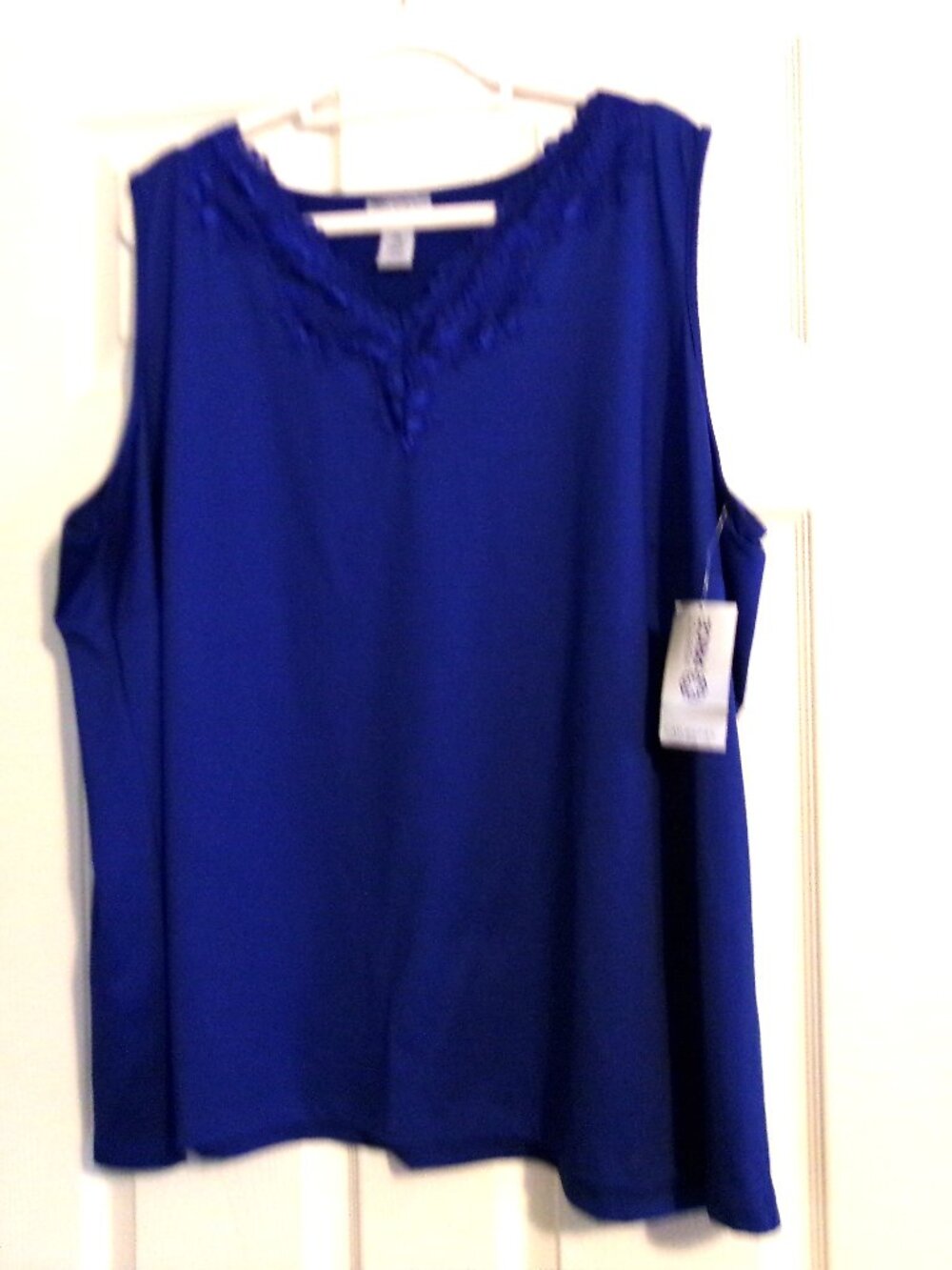 NWT MAGGIE BARNES FOR CATHERINES Cobalt Blue Sleeveless Top With Lace Size 3X